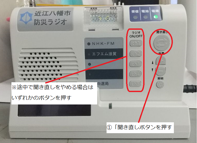 戸別受信機赤ランプ点滅解除画像説明