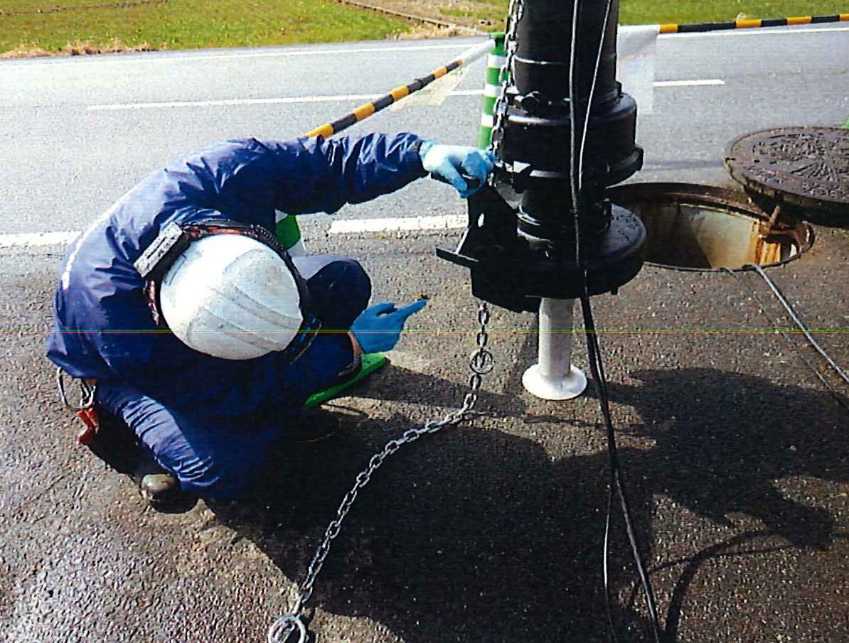 汚水ポンプ 引き上げ点検状況