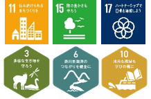 SDGsゴール11、15、17、MLGsゴール3、6、10
