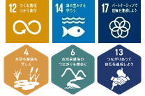 SDGsゴール12、14、17、MLGsゴール4、6、13