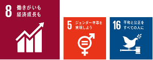 SDGsロゴ8、5、16