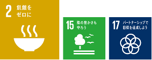 SDGsロゴ1、15、17