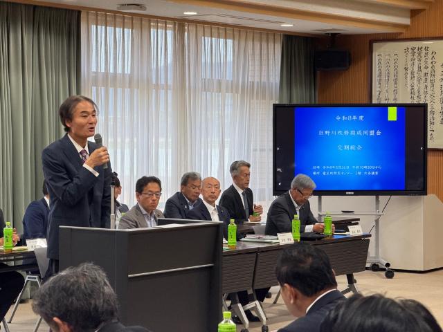 令和8年度日野川改修期成同盟会総会であいさつする徳永市長