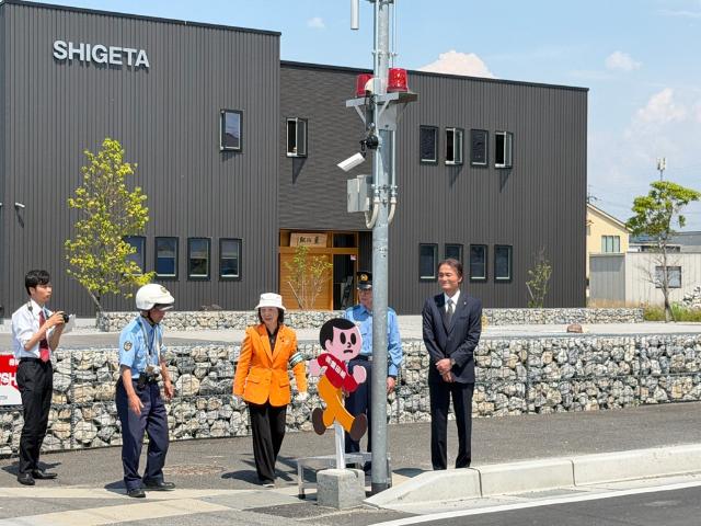 パトライト寄贈・点灯式の徳永市長