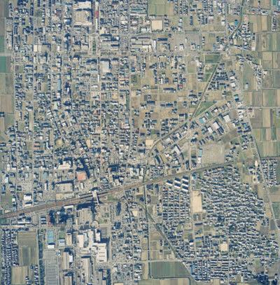 平成12年の近江八幡市の市街地の航空写真