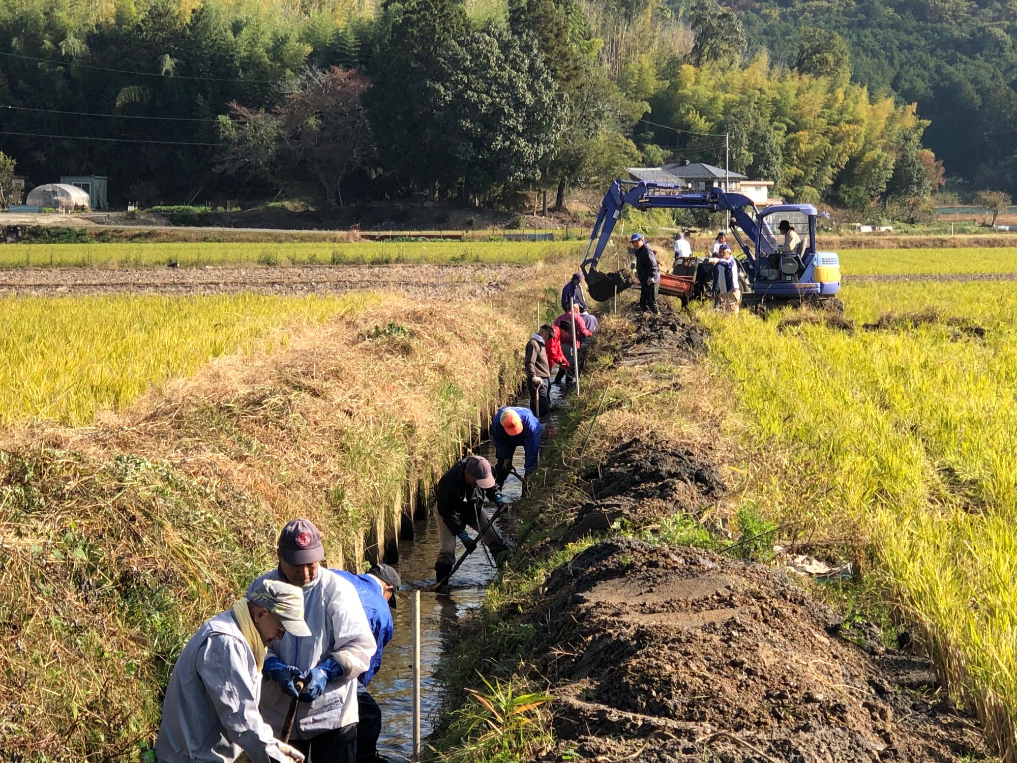 水路の泥上げ箱庭の里奥嶋の集い