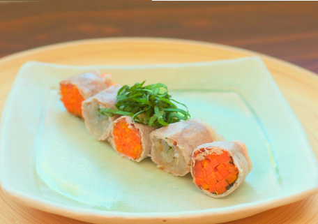 豚肉と2種の野菜の梅しそ巻き