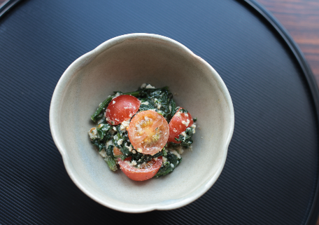 プチトマトとほうれん草の白和え